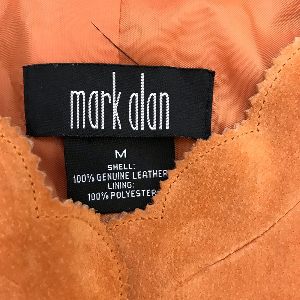 rust brown suede leather jacket with scalloped hem - Picture 5 of 6